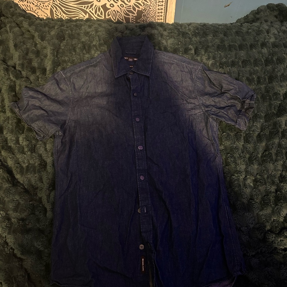 Michael Kors Dark Blue Casual Button Down Shirt